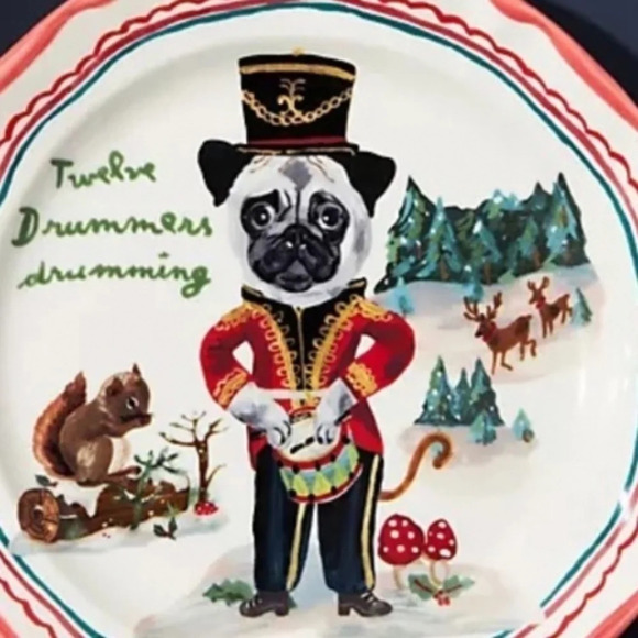 Anthropologie Nathalie Lete 12 Days of  Christmas Drummer  Side Plate - Picture 2 of 2